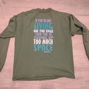 Vintage 90s No Fear Long Sleeve Graphic T Shirt L Faded Green Worn VTG Tee